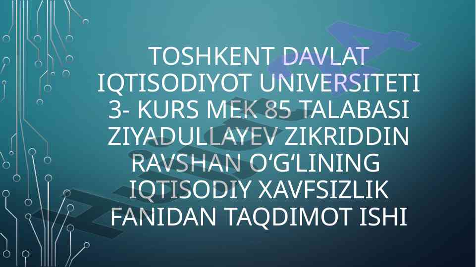 Tabiiy resurslarni iqtisodiy baxolash taqdimoti