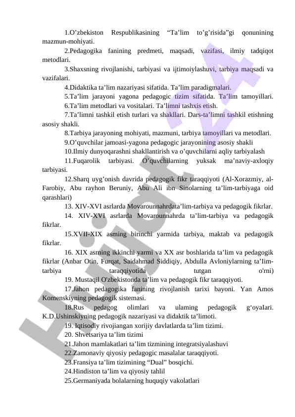 Ta’lim tizimlari va pedagogik paradigmalar