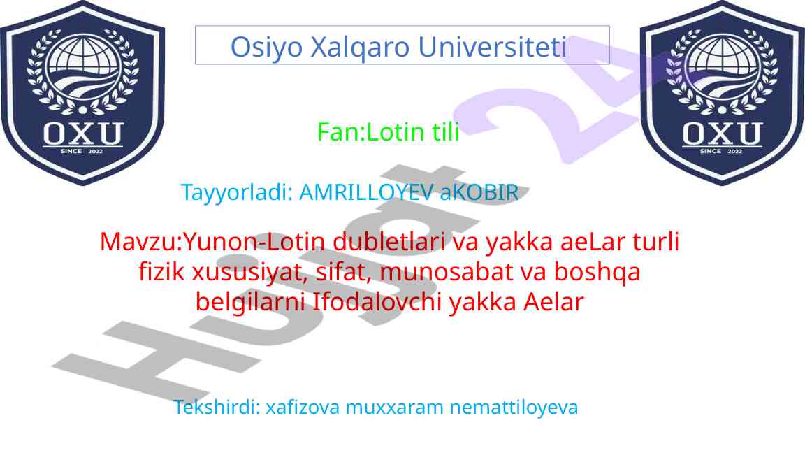 Yunon-lotin dubletlari va yakka aelar tahlili
