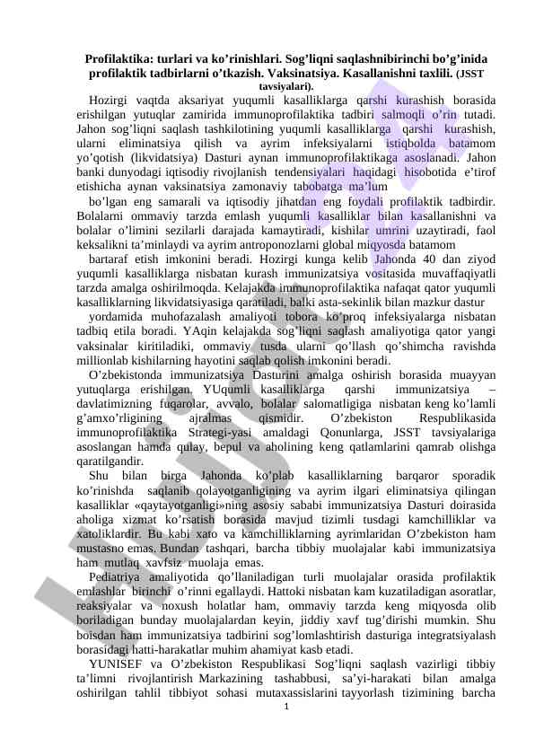 Profilaktika turlari va ko‘rinishlari