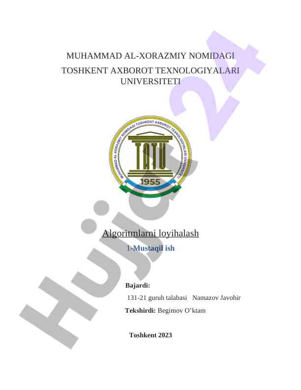 Algoritmlarni baholash va tahlil qilish