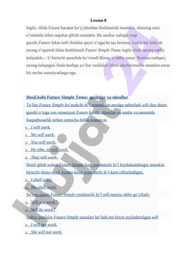 Future tenses in english language lesson 8