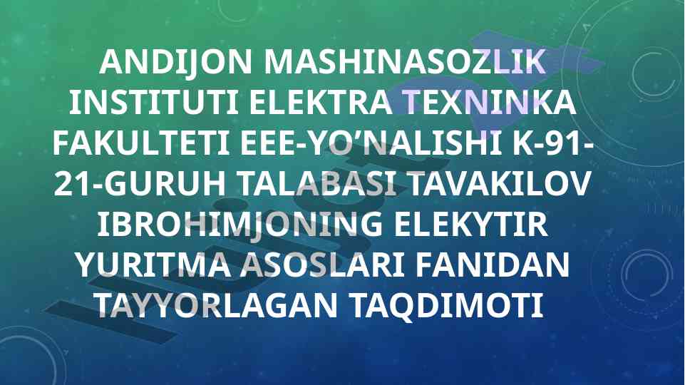 Suv nasosini chastotali boshqarish taqdimoti