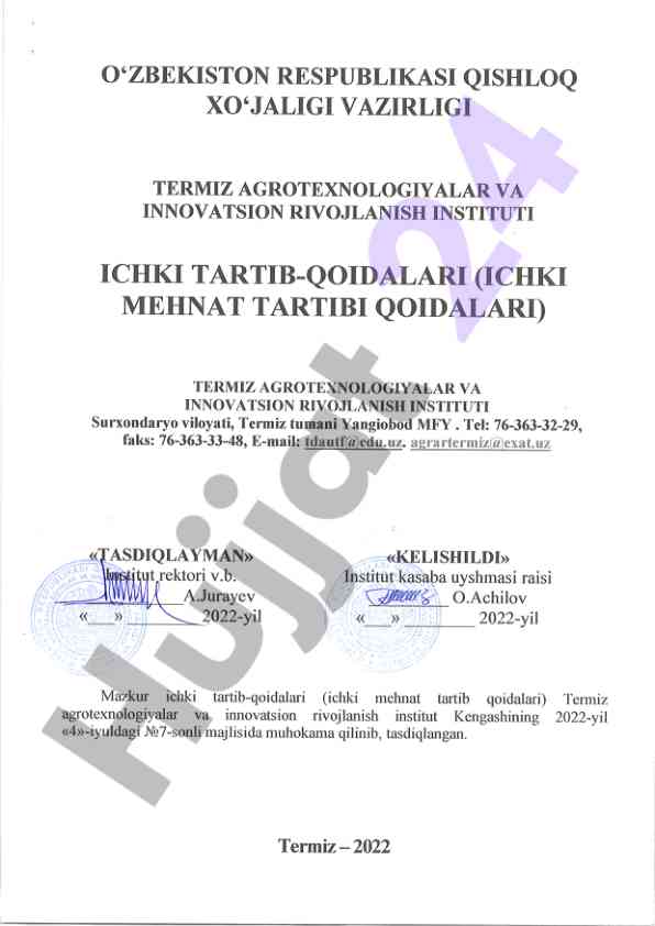 Ichki tartib-qoidalar haqida ma'lumotlar