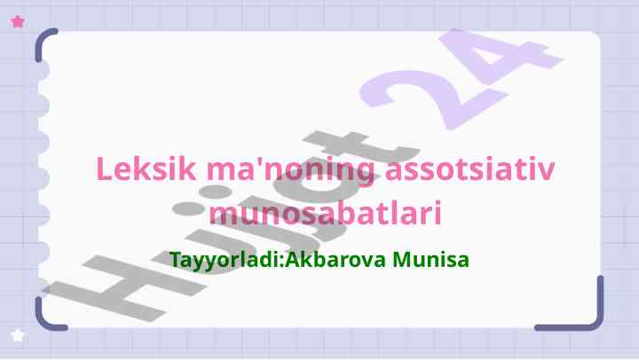 Leksik ma'noning assotsiativ munosabatlari tahlili