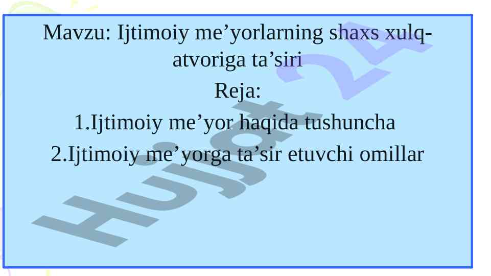Ijtimoiy me’yorlarning shaxs xulq-atvoriga ta’siri