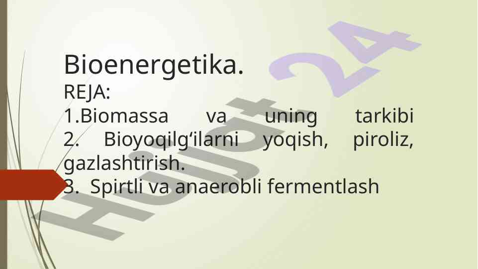 Bioenergetika va biomassa tarkibi klasifikatsiyasi