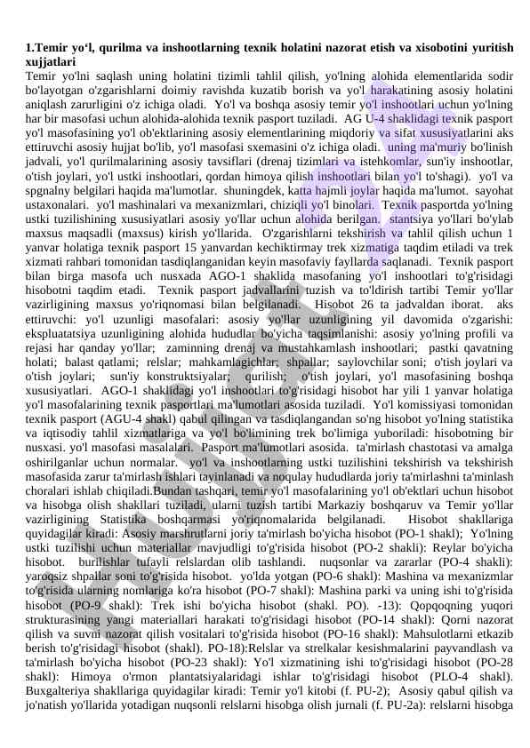 Temir yo'l qurilmalari texnik holati nazorati
