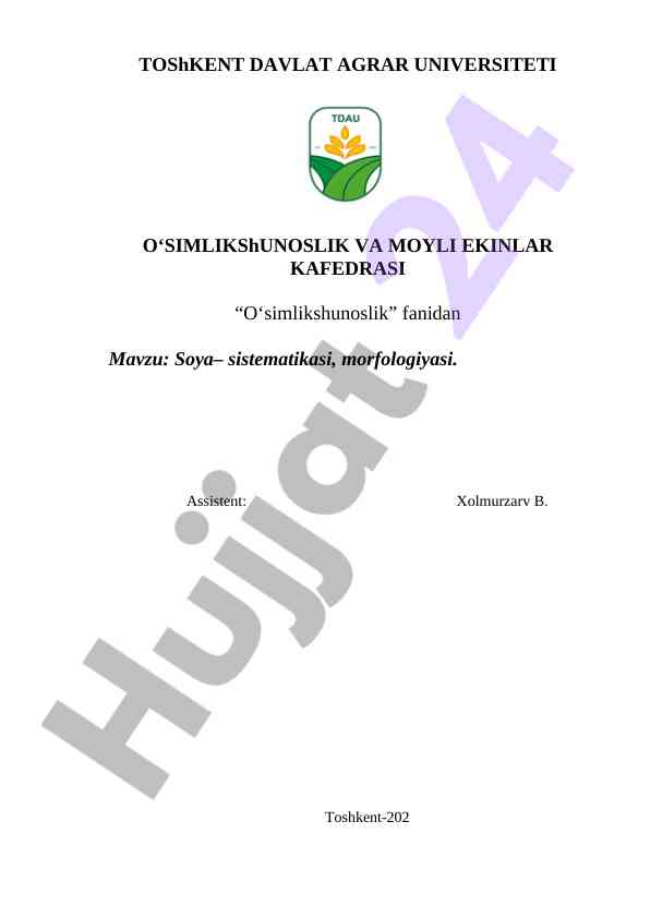 Soya turlari va morfologiyasi