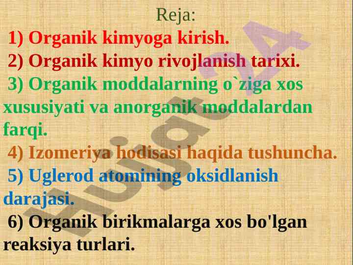 Organik kimyoga kirish va tarixi