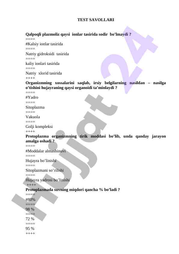 Biologiya qonunlari va protoplazma jarayonlari