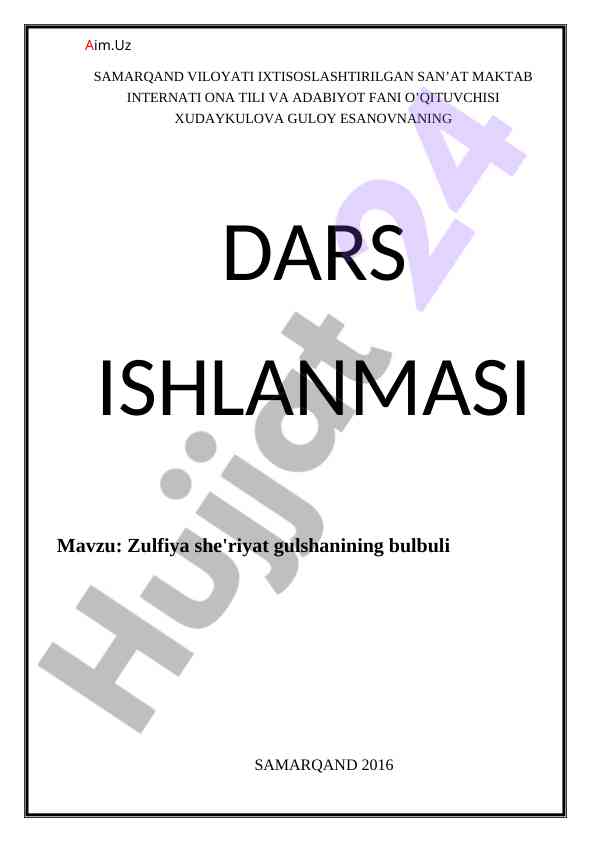 Zulfiyaning she'riyati va tarbiyaviy maqsadlar