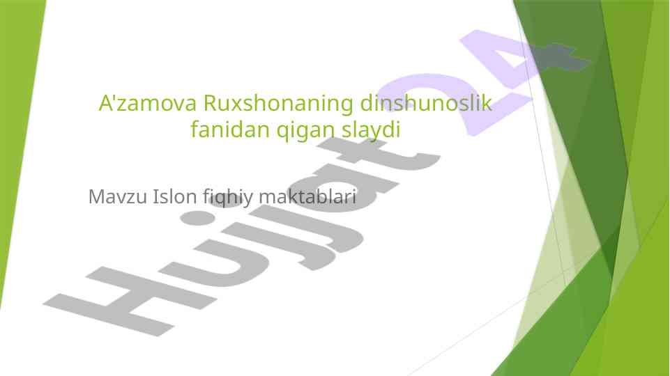 Islom fiqhiy maktablari haqida ta'lim
