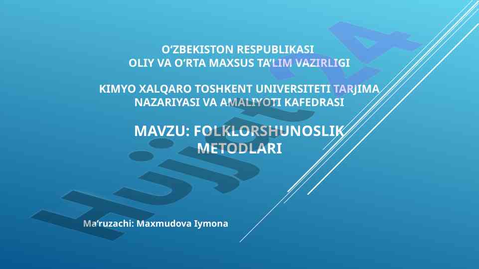 Folklorshunoslik metodlari tahlili