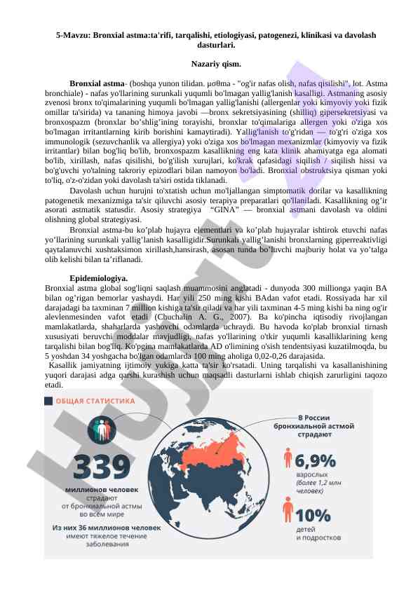 Bronxial astma: ta'rifi va davolash dasturlari