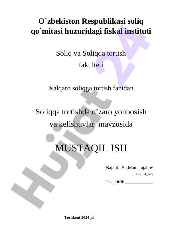 Soliqqa tortishda o’zaro yonbosish va kelishuvlar