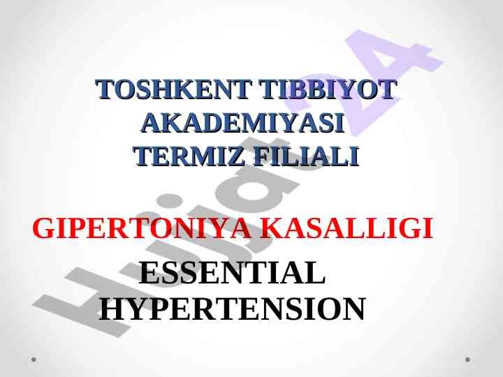 Essential hypertension patology overview and diagnosis