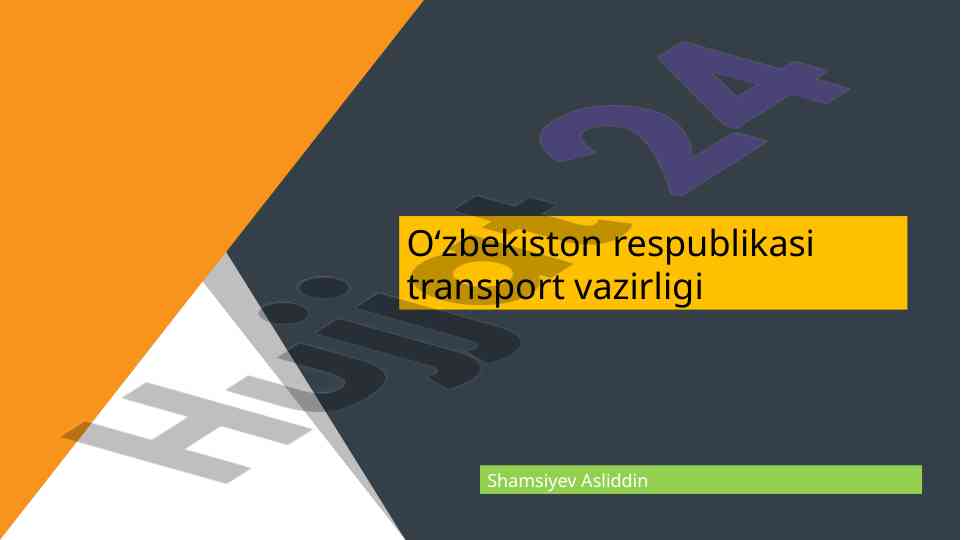 Transport sohasida davlat boshqaruvi tizimi