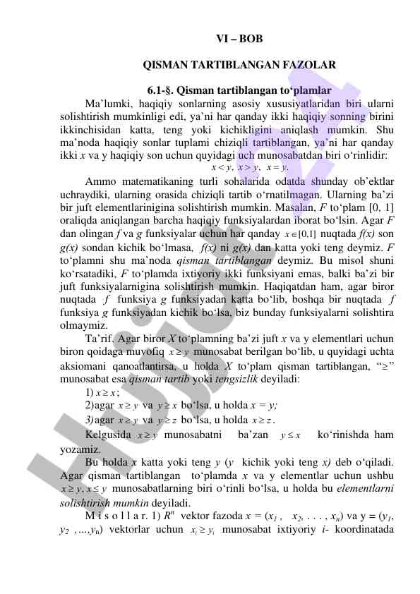 Qisman tartiblangan to‘plamlar haqida ma’lumotlar