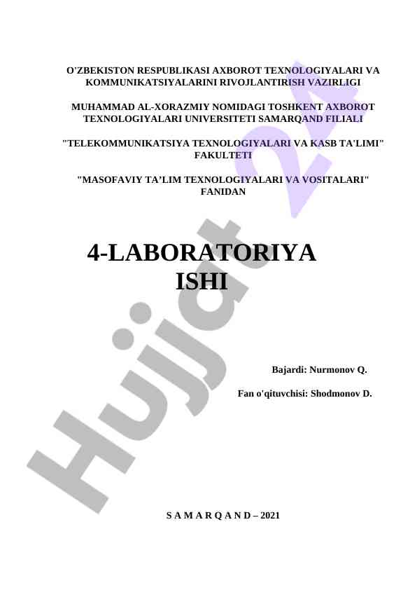 Masofaviy ta'lim platformalarini o'rganish mavzusi
