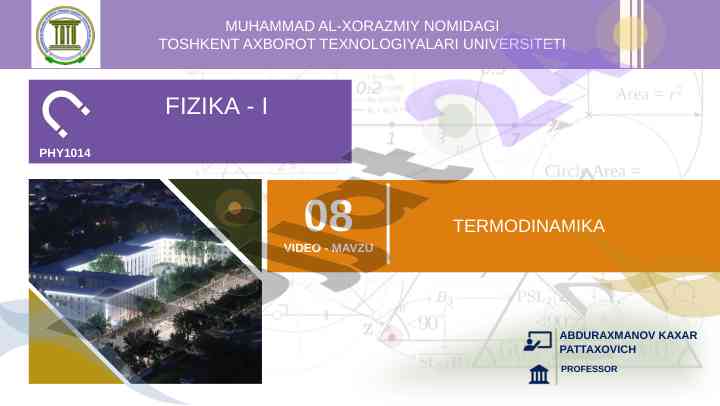 Termodinamikada energiya o'zgarishlari va qonunlar