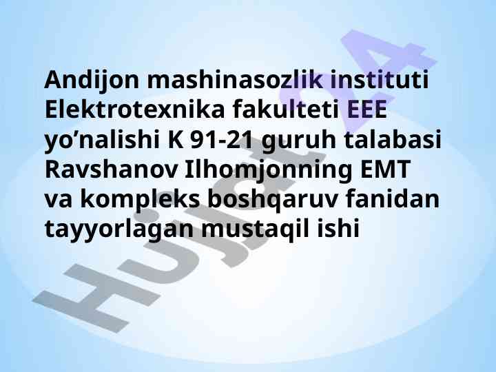 O'zgarmas tok matorini ishga tushirish jarayonlari