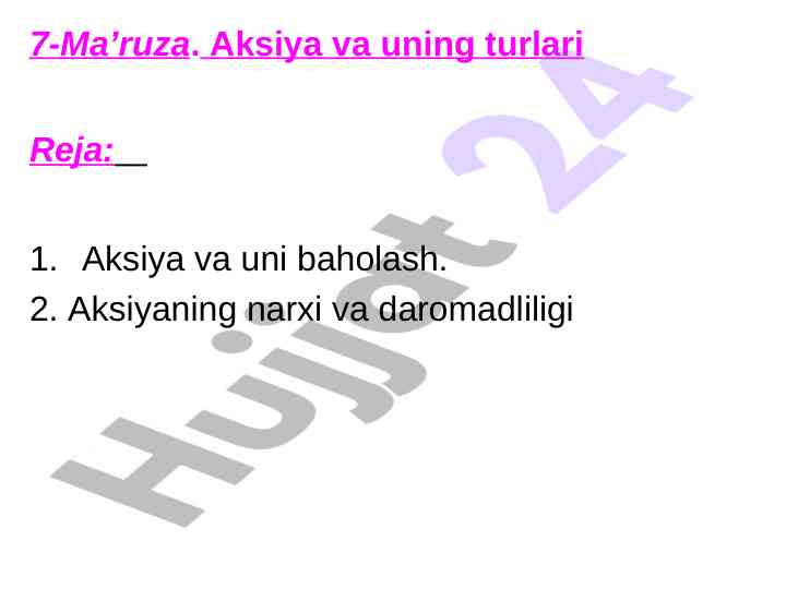 Aksiya va uning turlari