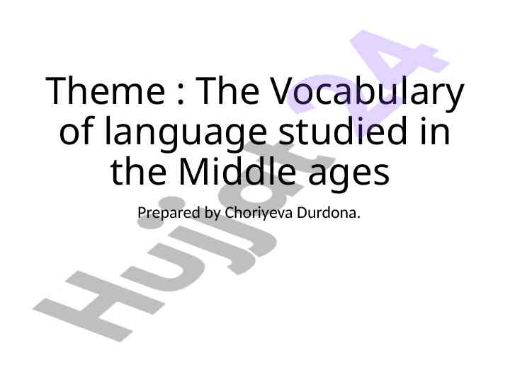 The vocabulary of middle english for london dialect