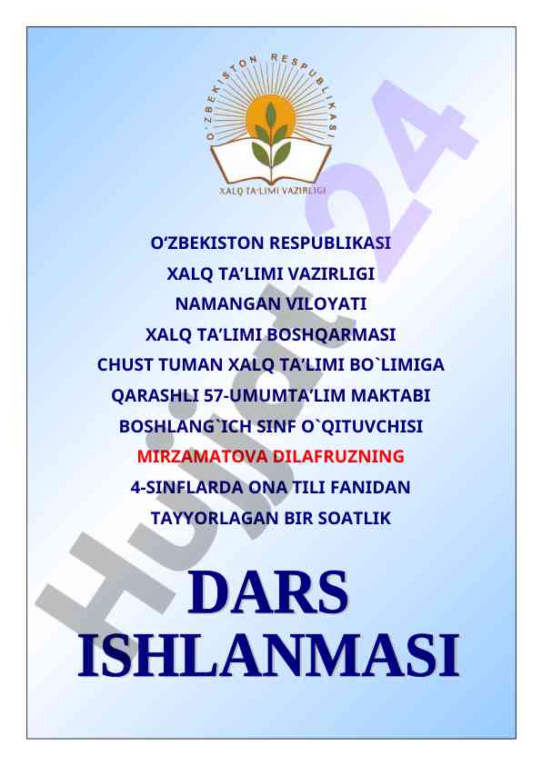 Son so'z turkumi yuzasidan takrorlash dars mavzusi