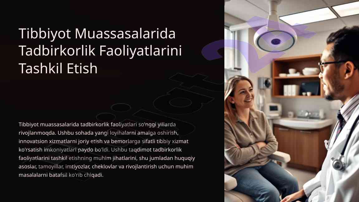 Tibbiyot muassasalarida tadbirkorlik faoliyati
