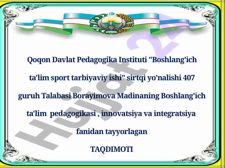 Innovatsion pedagogika ta'limida boshlang'ich yondashuvlar