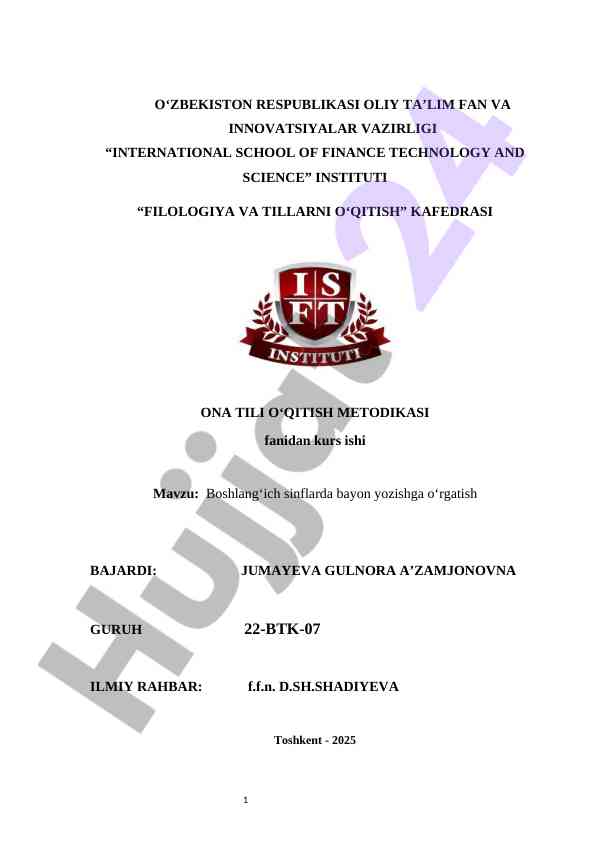 Boshlang‘ich sinflarda bayon yozishga oʻrgatish kurs ishi 