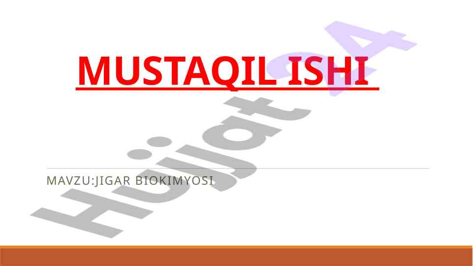 Jigar biokimyosi va modda almashinuvi