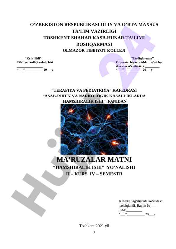 Hamshiralik ishida asab-ruhiy kasalliklar