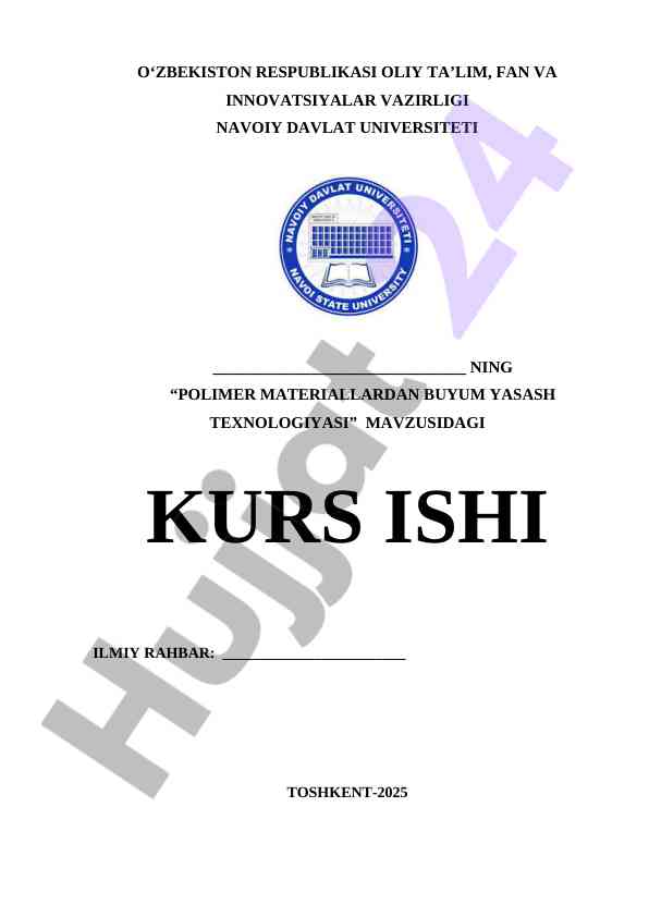 Polimer Materiallardan Buyum Yasash Texnologiyasi