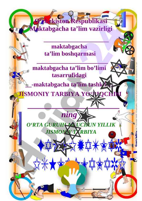 Yil davomida o‘rta guruhlar uchun jismoniy tarbiya