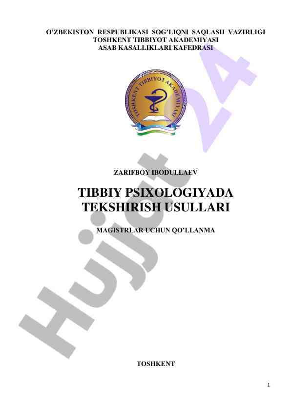 Tibbiy psixologiyada tekshirish usullari qo‘llanma