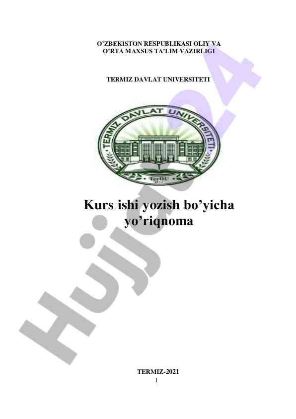 Kurs ishi yozish bo'yicha yo'riqnoma