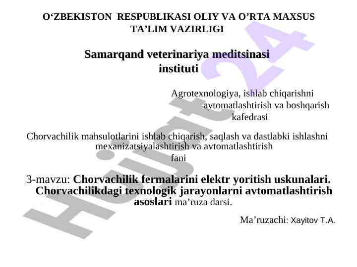Chorvachilik fermalarida elektr yoritish uskunalari