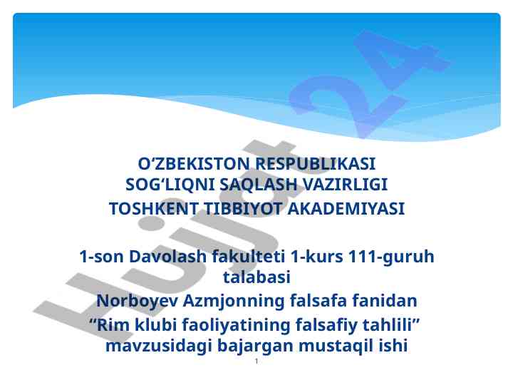 Rim klubi faoliyatining falsafiy tahlili