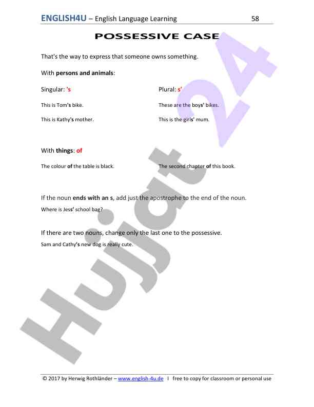 Understanding the possessive case in english grammar