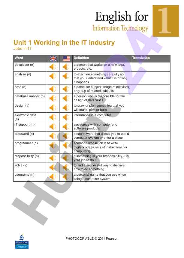 It industry job terminology and definitions