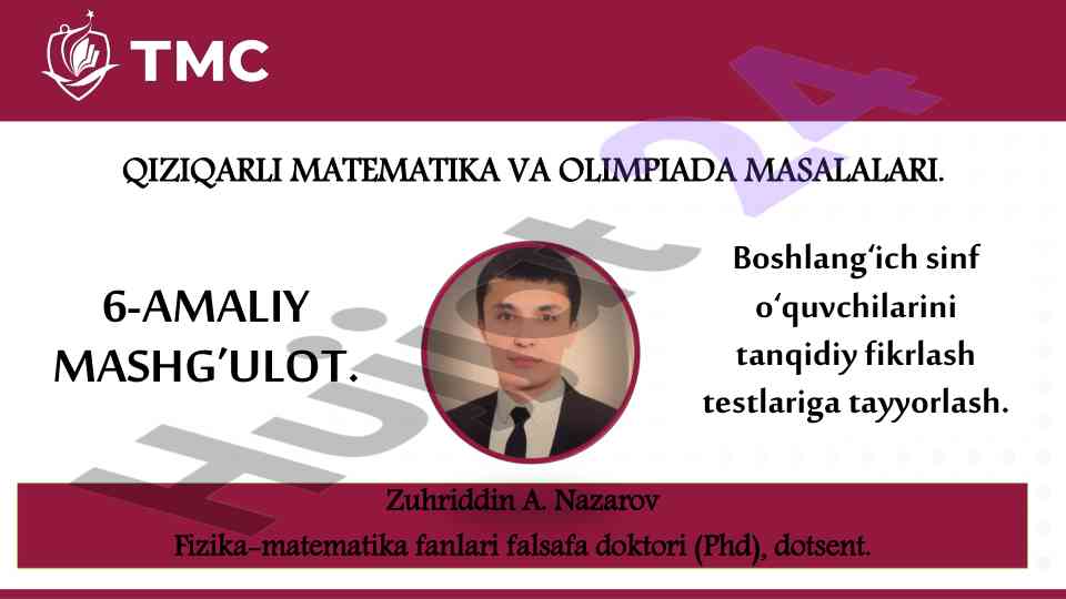 Tanqidiy fikrlash testlari tayyorlash metodologiyasi