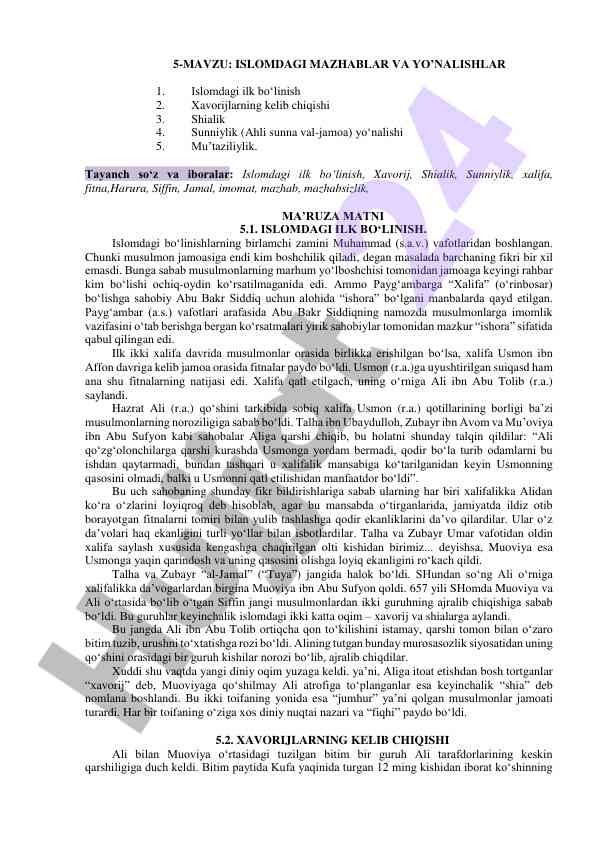 Islomdagi boblarni tahlil qilish va mazhablar
