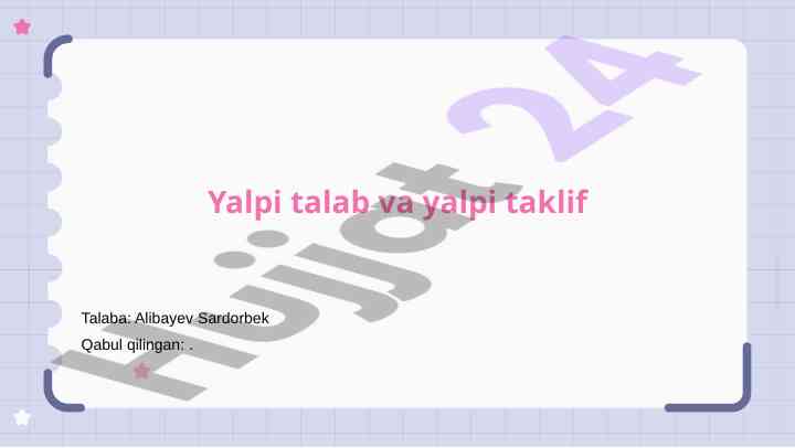 Yalpi talab va yalpi taklif tahlili