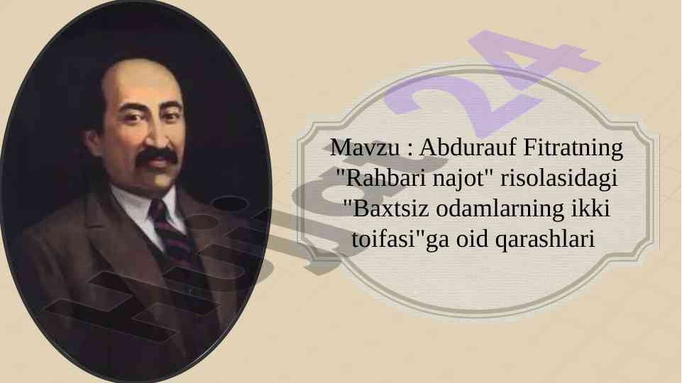 Fitratning rahbari najot risolasidagi qarashlari
