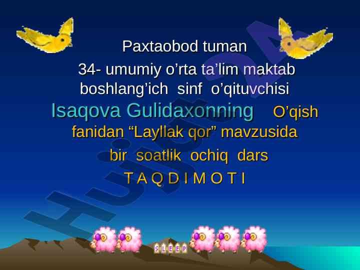 Ochiq dars taqdimoti: layllak qor mavzusi