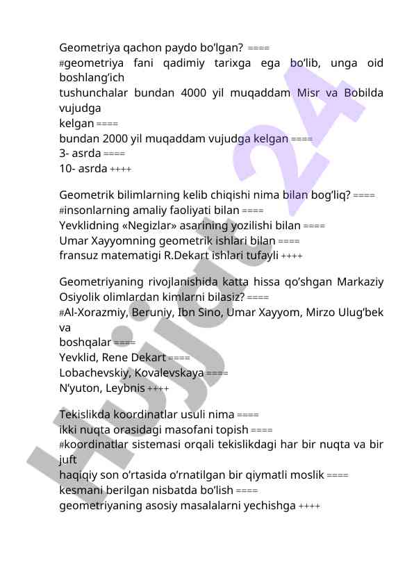 Geometriyaning Tarixi Va Rivojlanishi