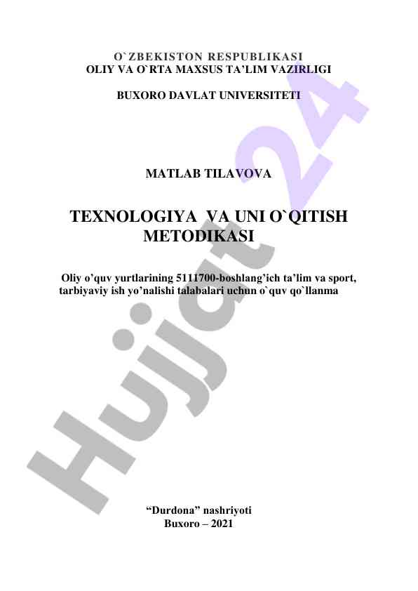 Texnologiya va uni o‘qitish metodikasi