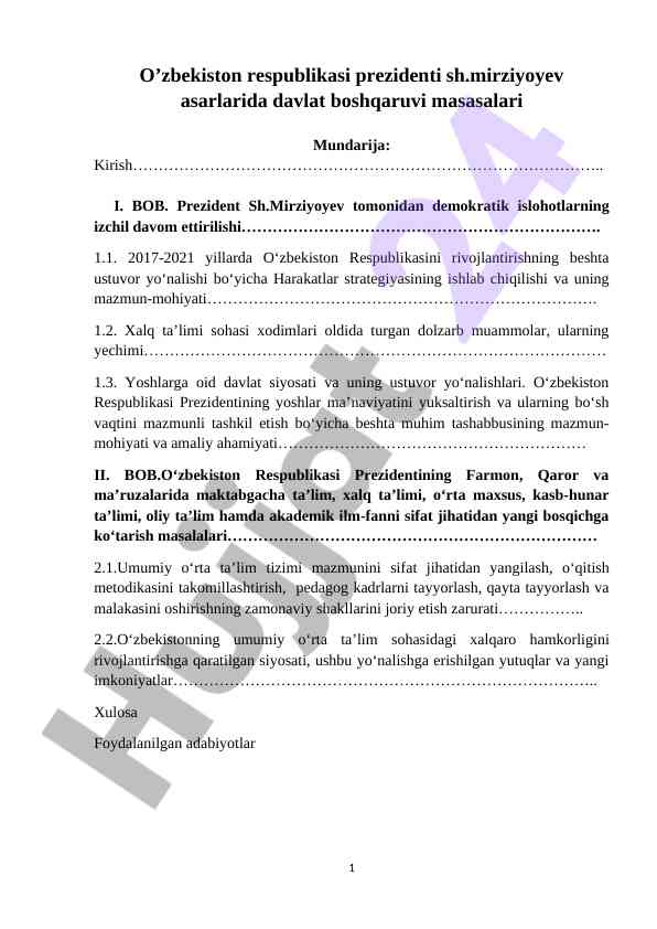 Davlat Boshqaruvi Masalalari Haqida